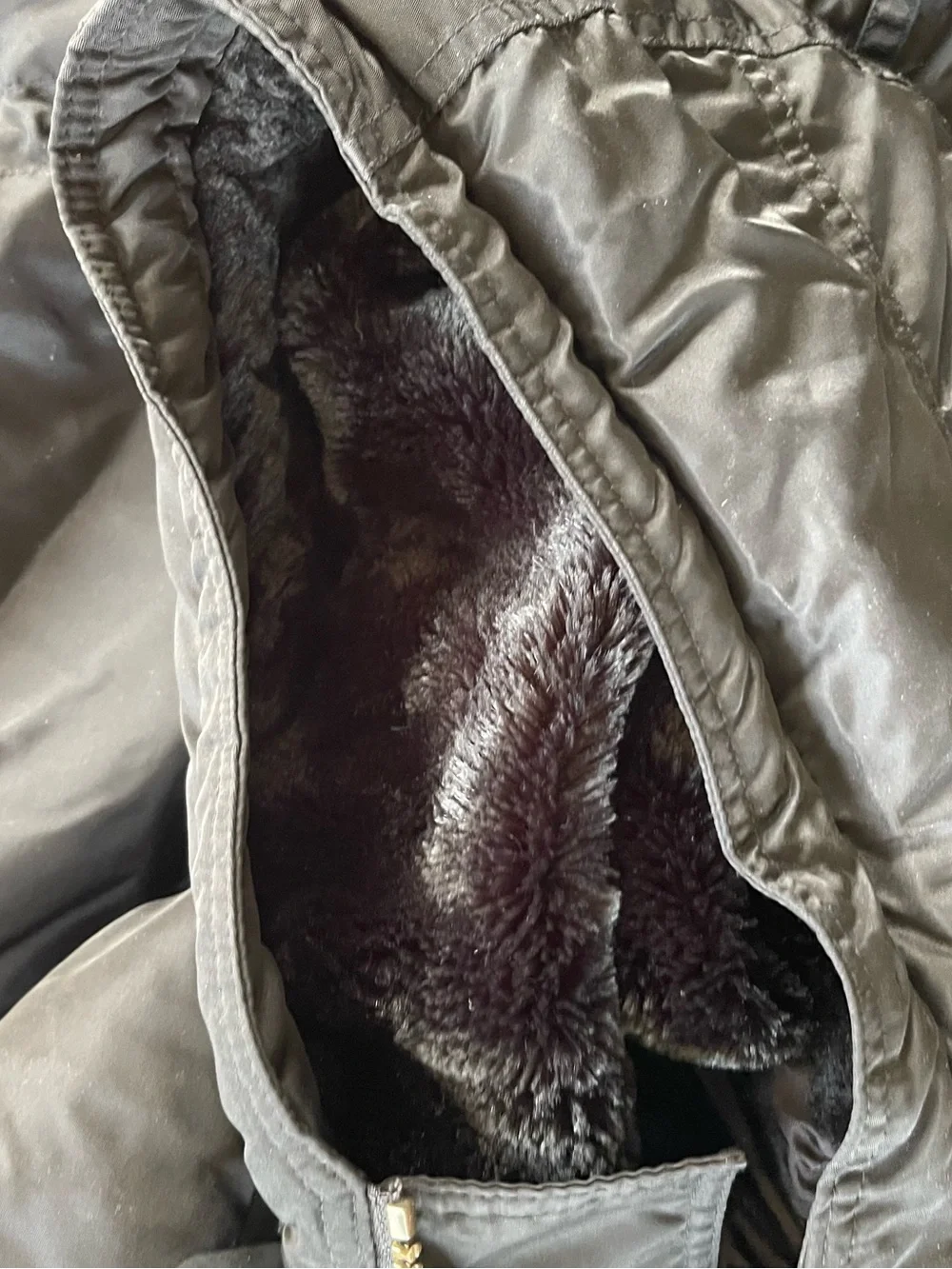 J.Crew Vintage Black Faux Fur Lined Hood Parka Coat Jacket Large